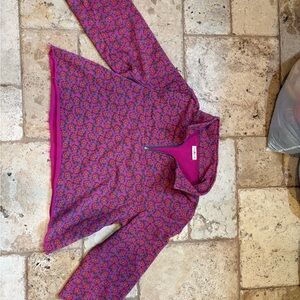 NATURAL LIFE V-Neck 1/4 Zip Sweatshirt- Pink and Purple Floral